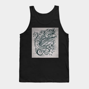 Swallow bird and flowers illustration Tank Top